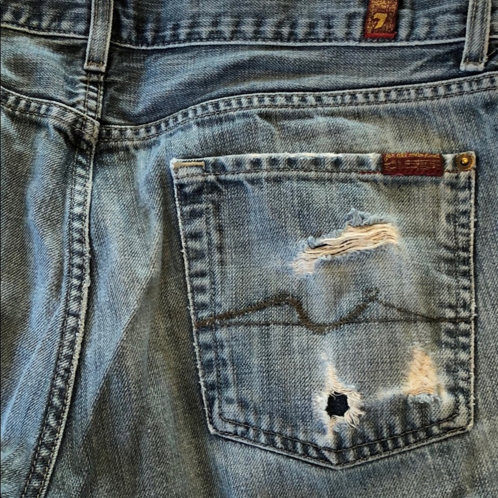 Men’s 7 for all mankind relaxed ripped blue jeans